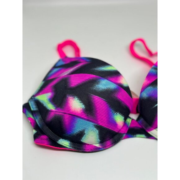 PINK by Victoria’s Secret Push-Up Bra – Hot Pink & Black Geometric Print, 32C - Picture 2 of 5